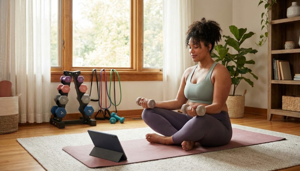 beginner weightlifting, home strength training, dumbbell workout