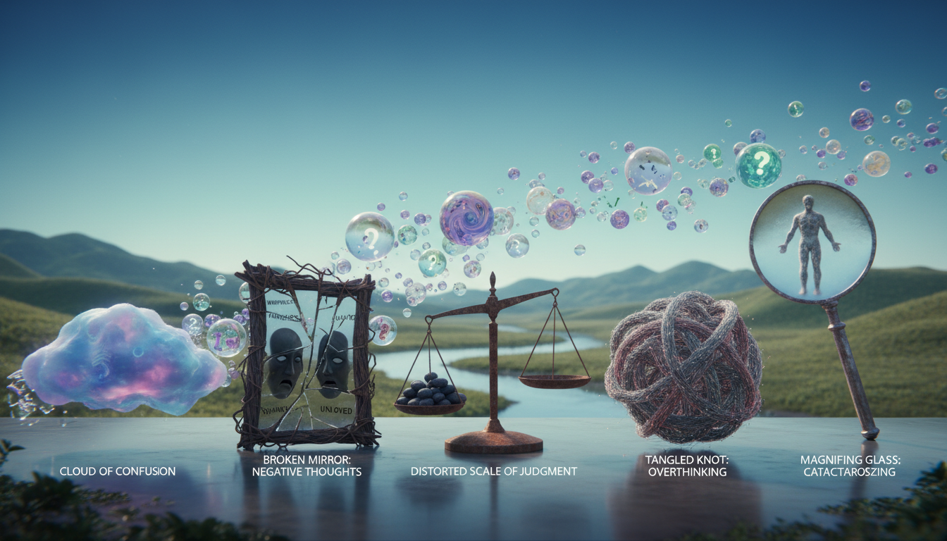 cognitive distortions, mental reframing, emotional regulation, catastrophizing,