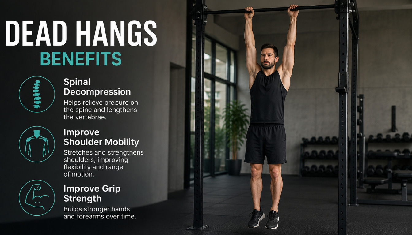 Dead hangs benefits  Spinal decompression exercise  Improve shoulder mobility
