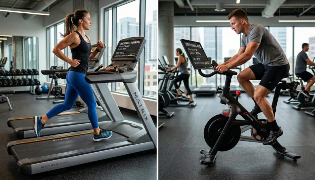 treadmill vs stationary bike  calories burned treadmill vs bike  low-impact cardio